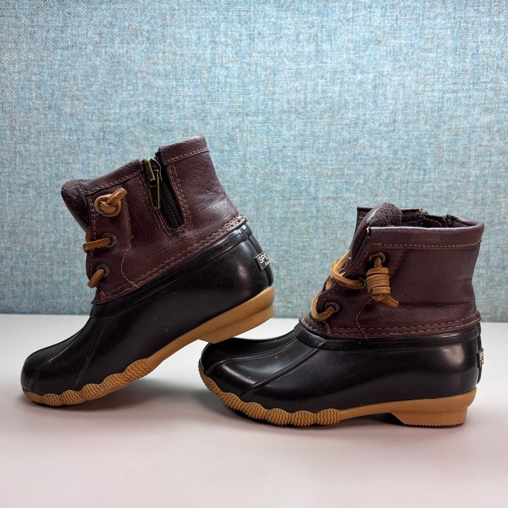 Sperry Dark Brown Girls Sz 8M Saltwater Boots, EUC. - Picture 5 of 11